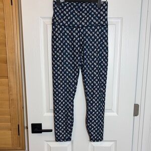 Fabletics Navy Blue Daisy Print Leggings